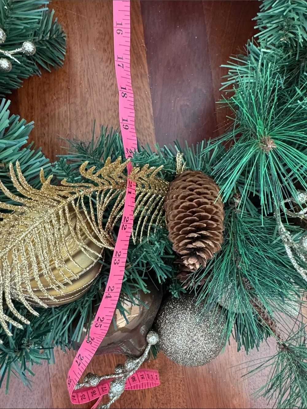 Gold and Brown Pine Holiday Wreath by